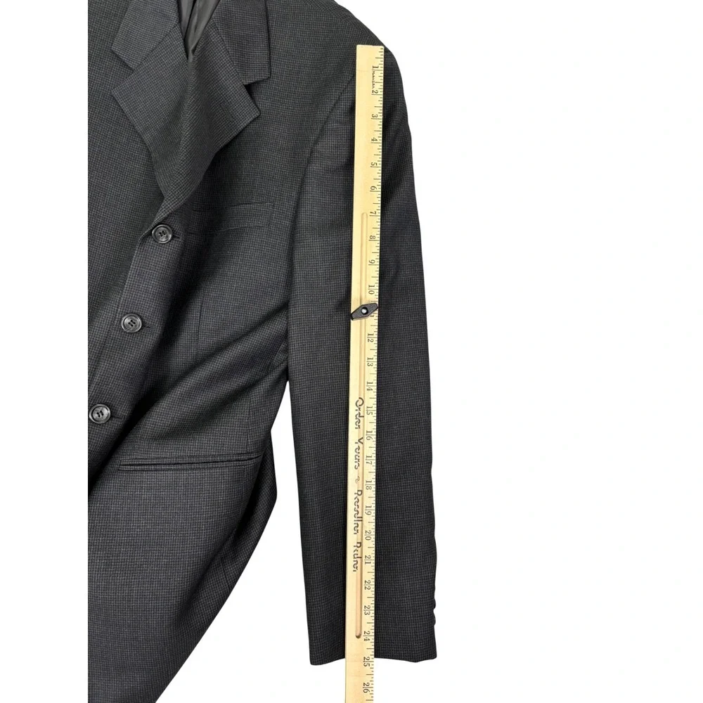 Jones New York Mens 42R Blazer Wool Cashmere Worsted Grey Houndstooth Sport Coat